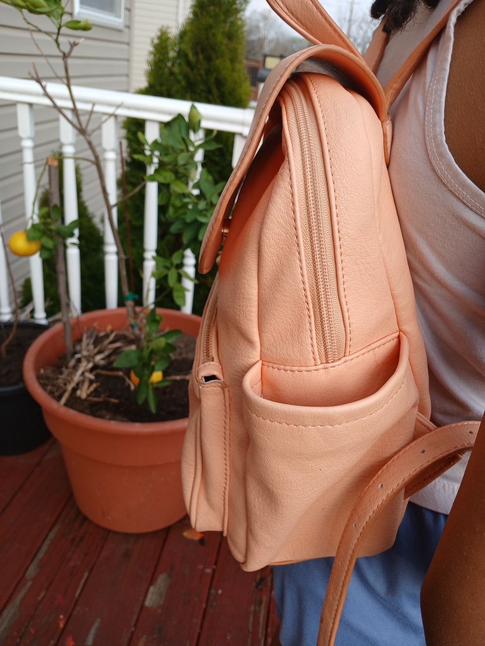 LC Lauren Conrad Peach Faux Leather Mini Backpack - Picture 4 of 16